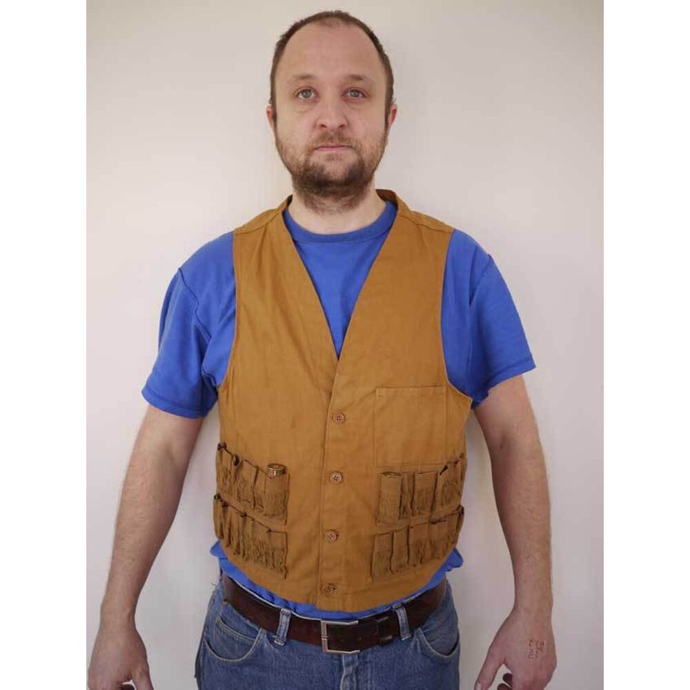 Vintage 60s Heritage Black Sheep Dallas TX Canvas Hunting VEST Mens M